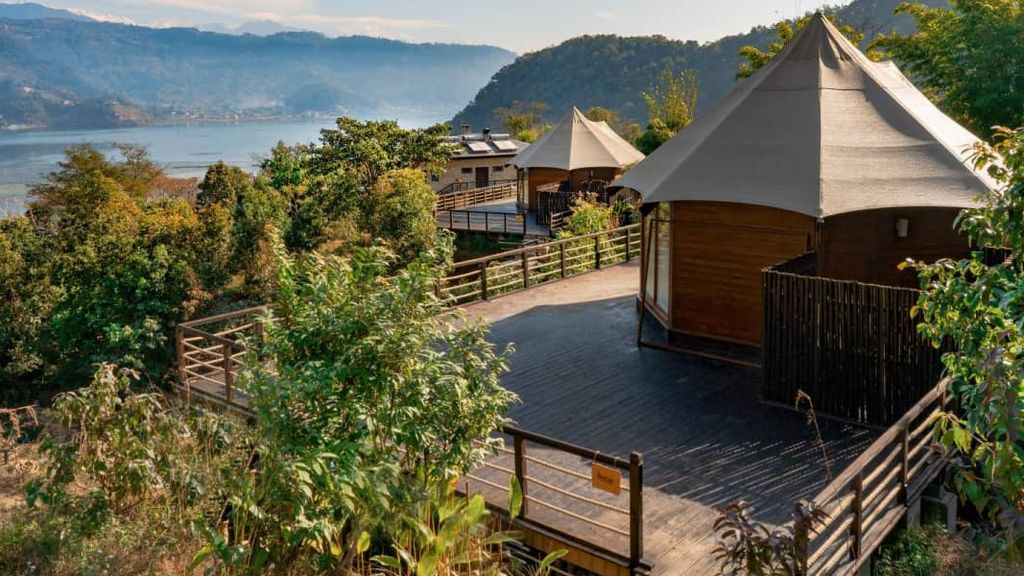 Pavilions lakeside in Pokhara, Nepal
