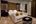 a room with a bed and a table