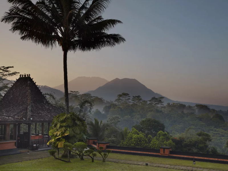 Mountain backdrop wellness retreat in Indonesia