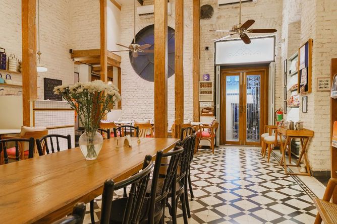 Enjoy a sandwich or street-style snacks in the cafe