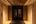 a hallway with a door and a rug