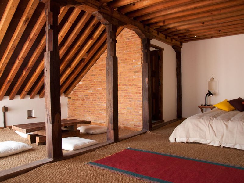 Bedroom with wooden features at Inn Patan
