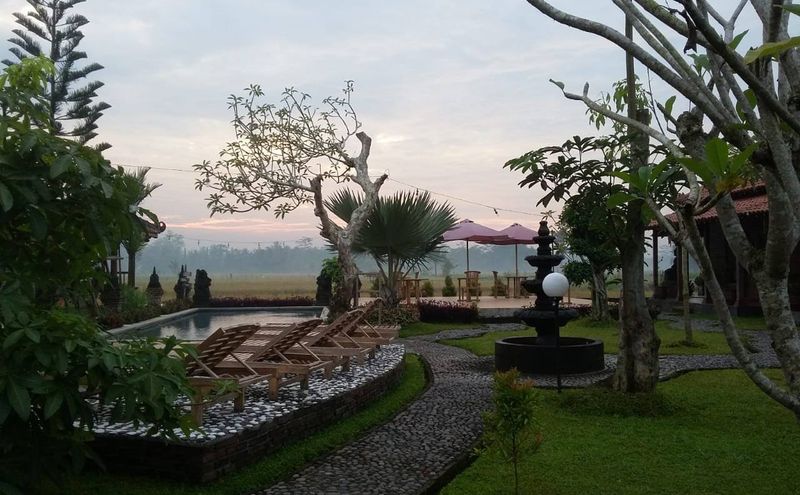 Pool overlooking rural fields