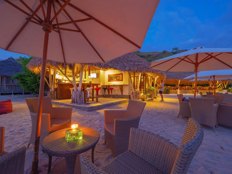 Beach bar by night at Komodo Resort Indonesia