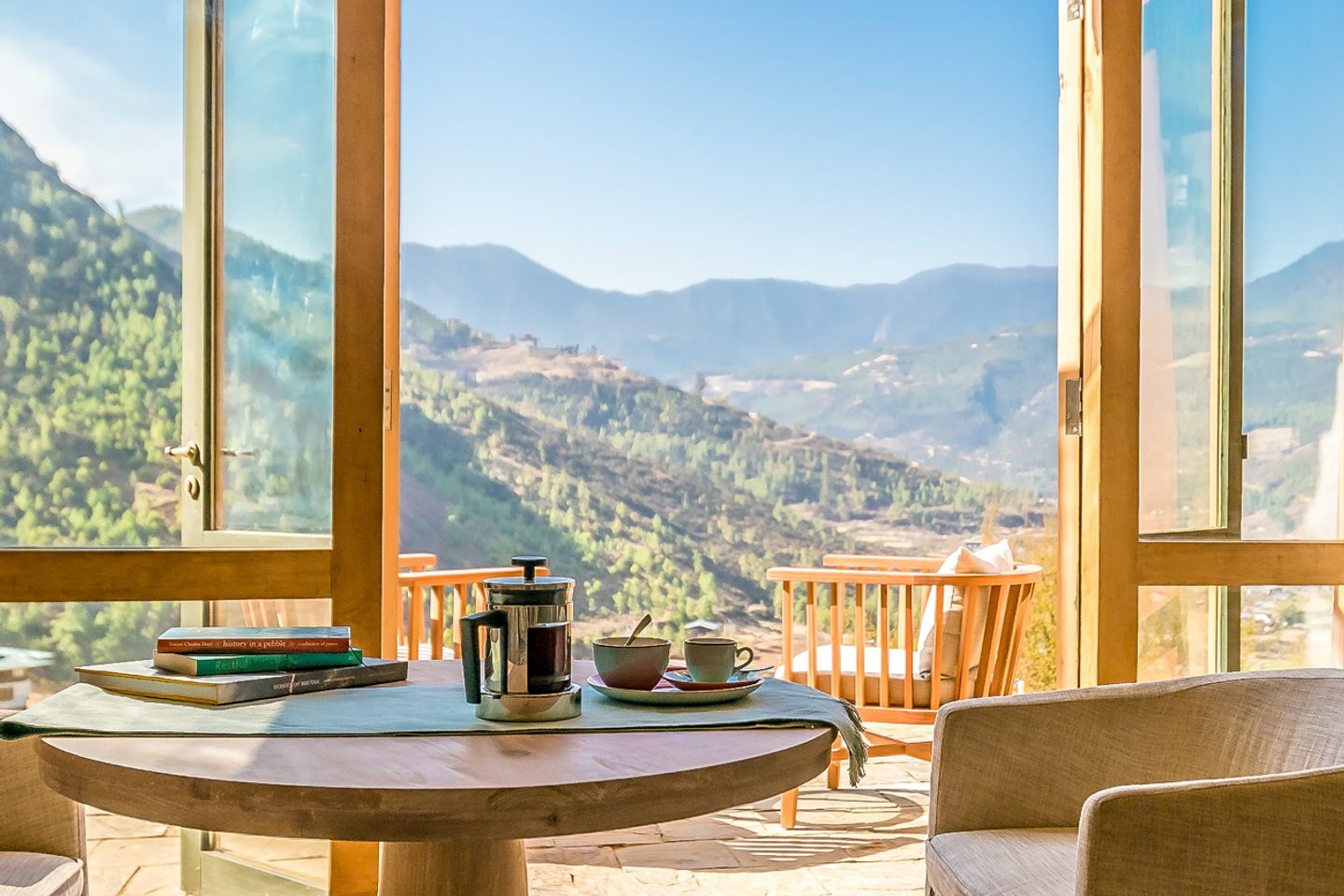 Restaurant overlooking the view at Bhutan Spirit Sanctuary