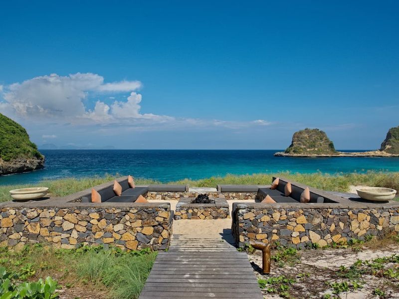 Sea view seating at Jeeva Beloam Beach Camp Lombok Indonesia