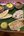 a plate of food on a leaf