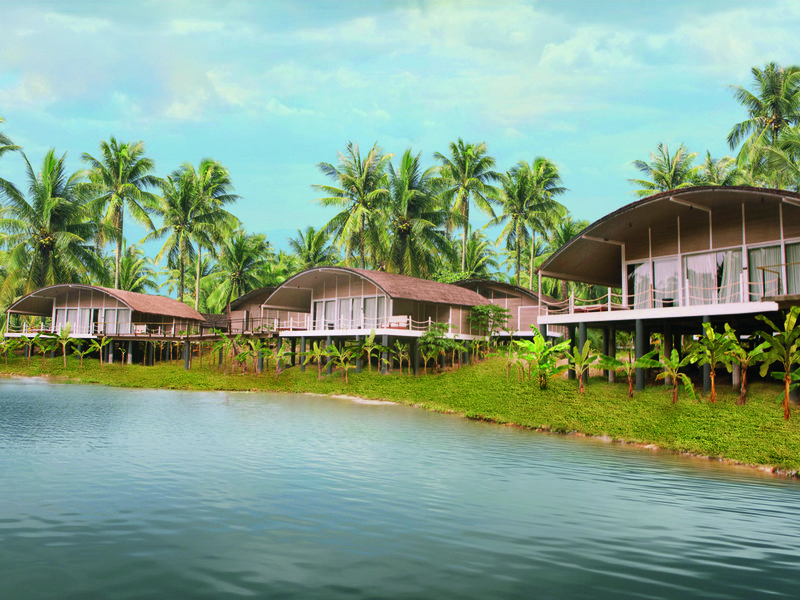 Bungalows by the water at Taj Exotica Andamans