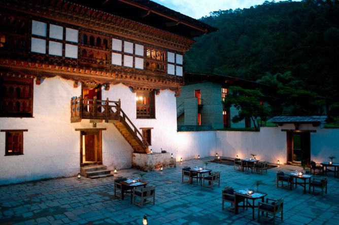 Dining in the courtyard