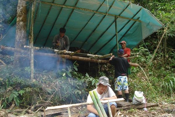 Iban longhouses & riverside shelter - Batang Ai NP, Malaysian Borneo