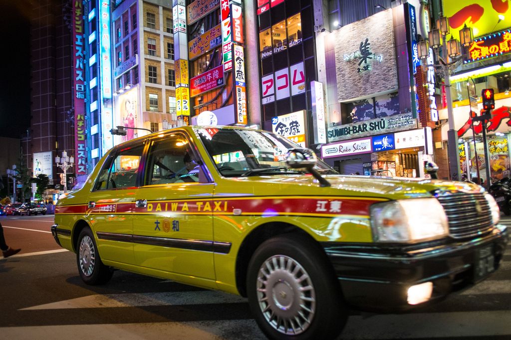 a taxi on a street