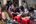 a group of people eating food
