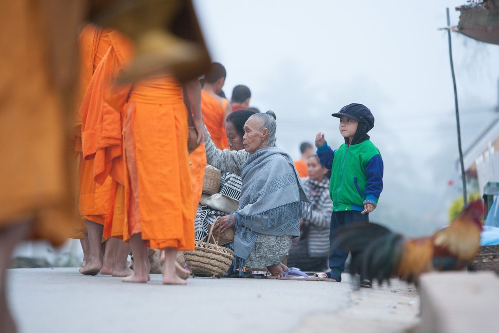 Alms giving in Luang Prabang