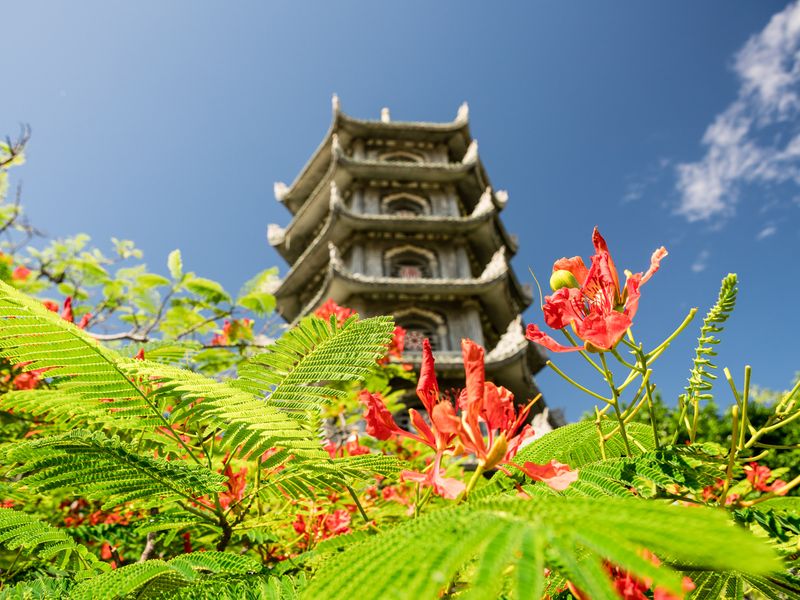 Temple with flowers Vietnam