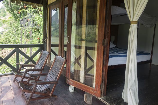 The private balcony overlooking the river