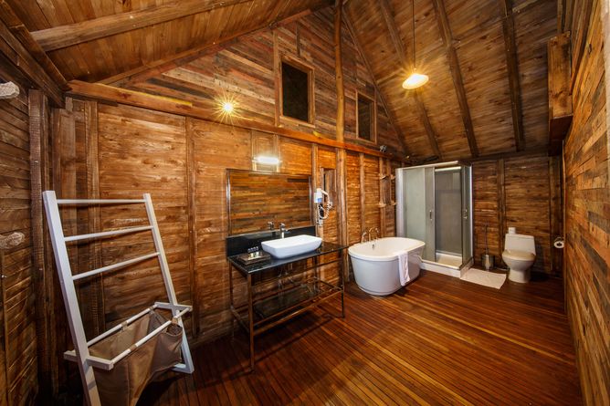 Bathroom of wooden chalet