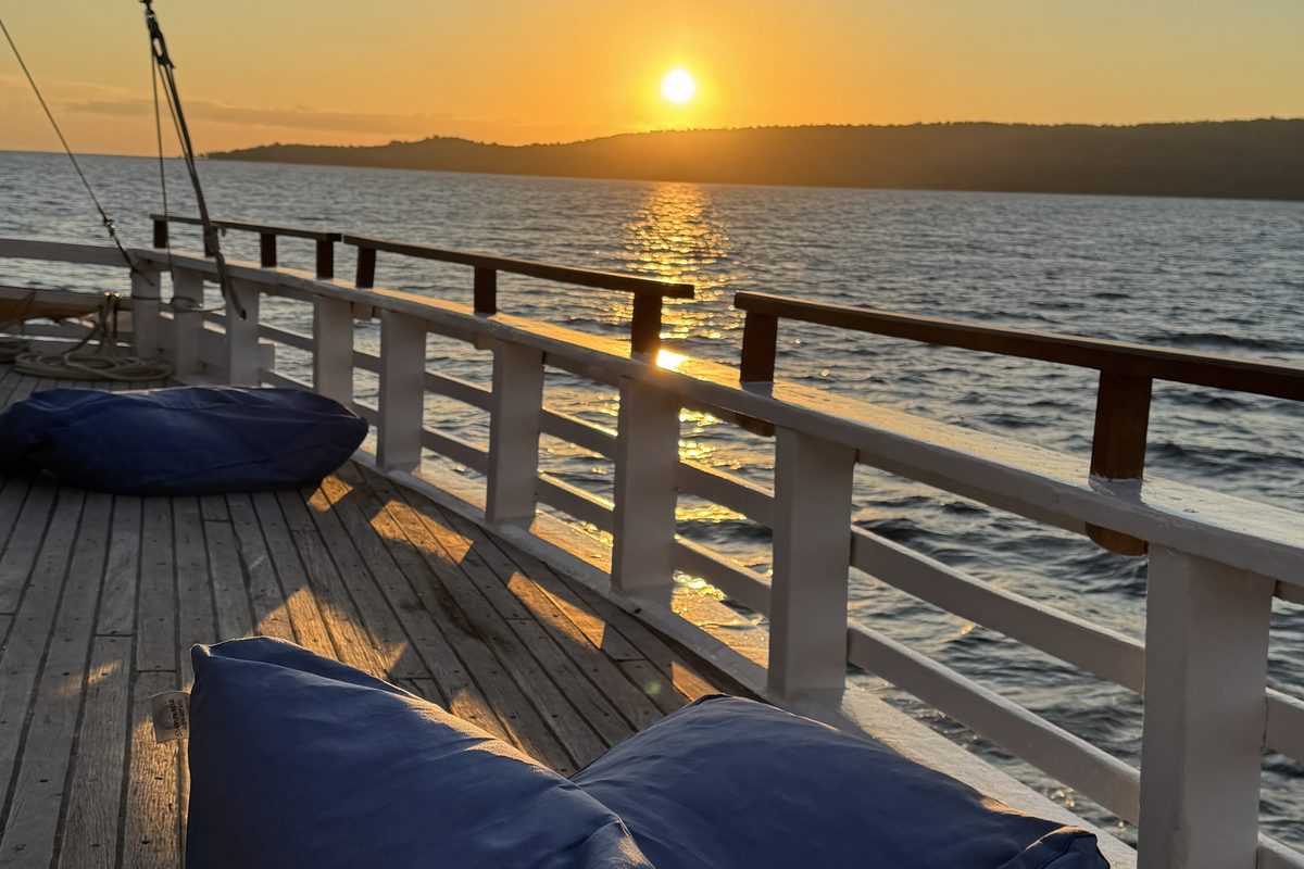 Beanbags on deck of the Ombak Putih