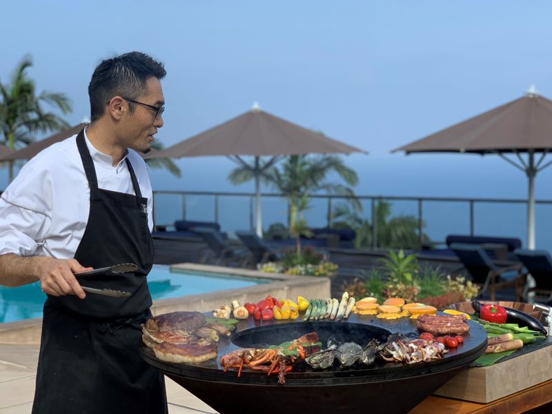 Chef with BBQ at Sankara Hotel & Spa
