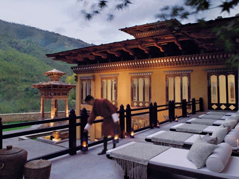 Terrace with loungers at Pemako Thimpu