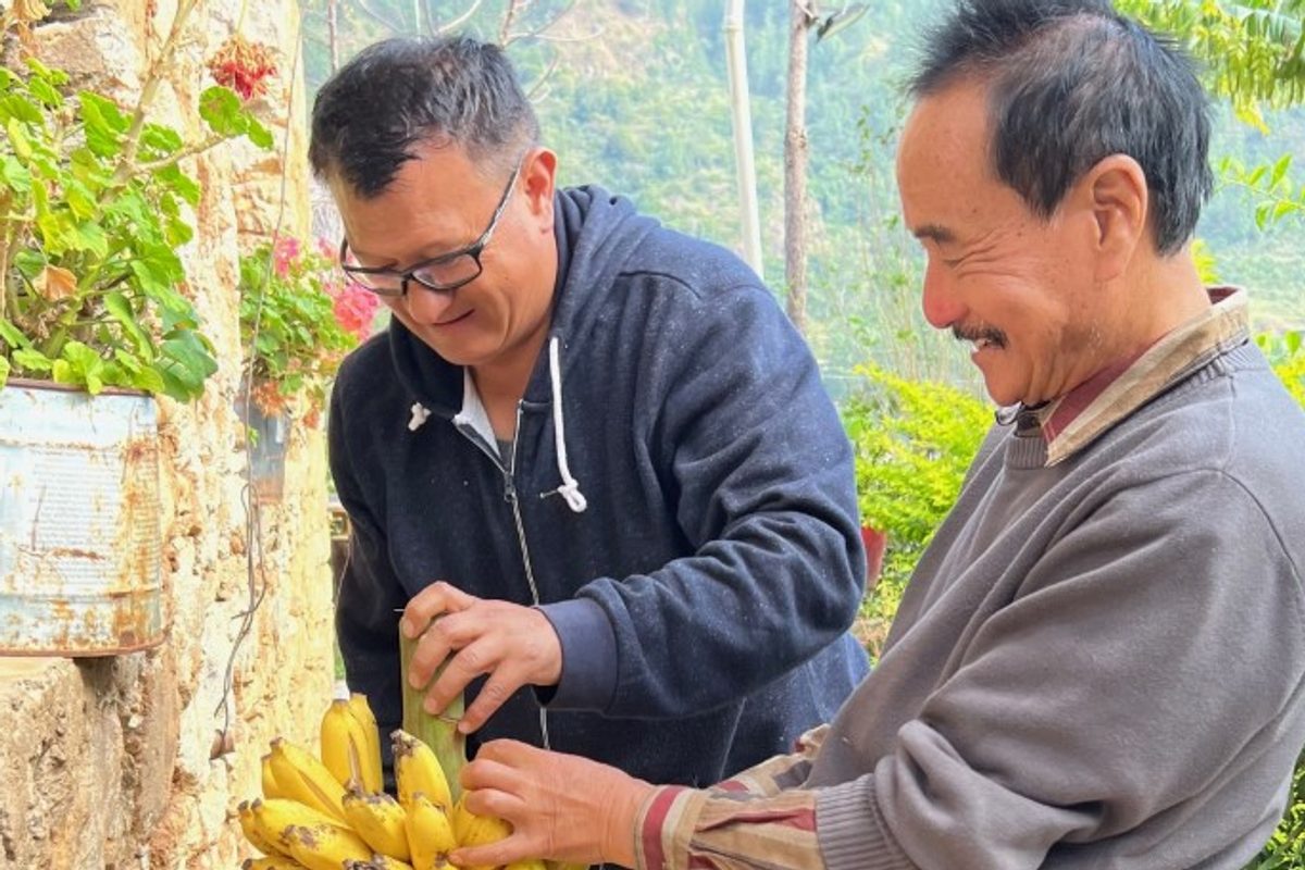 Preparing bananas in Asia