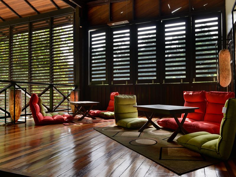 Lobby deck area at the Borneo Rainforest Lodge