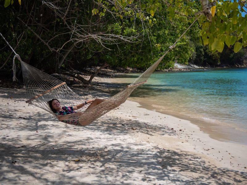 girl in hammock on gaya island