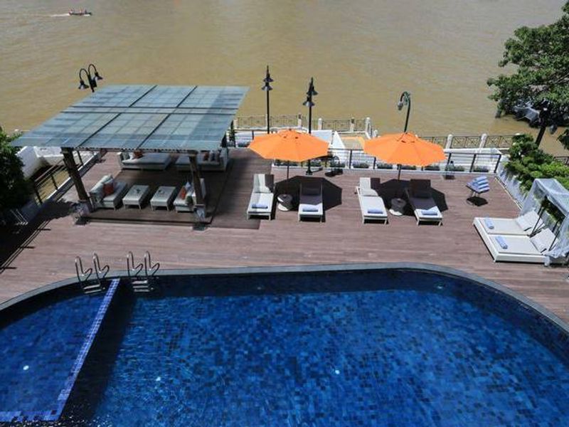 Aerial shot of the pool at Riva Surya