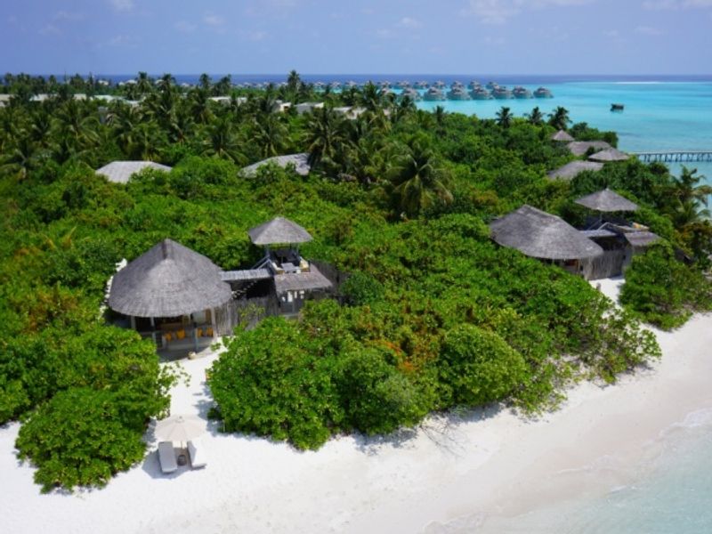 Aerial view of Six Senses Laamu