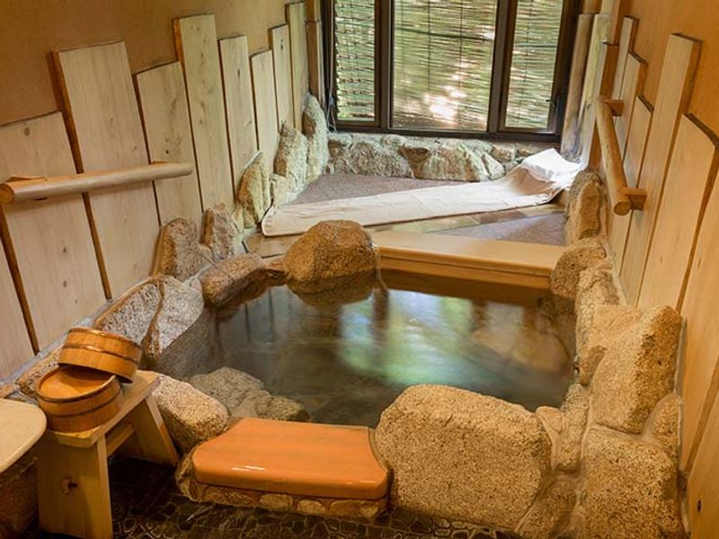 Private hot spring bath at Akizuki Onsen Seiryuan
