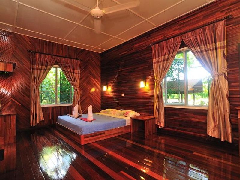 Double bedroom at Kinabatangan Riverside Lodge