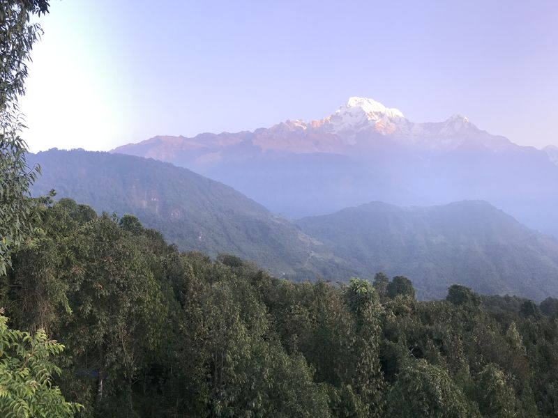 View of the Himalayas from a Nepalese hillside