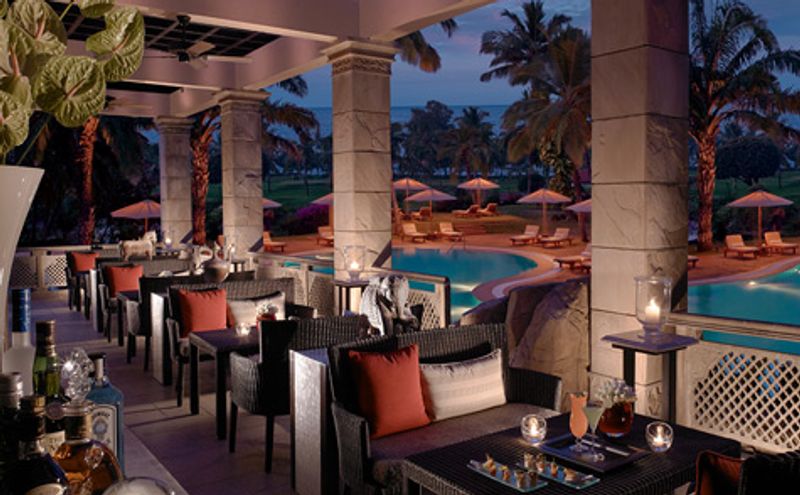 Poolside dining on the terrace