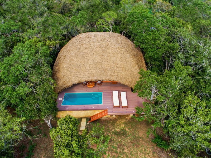 Aerial view of hut
