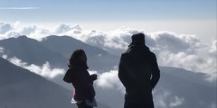 Looking out at mountains