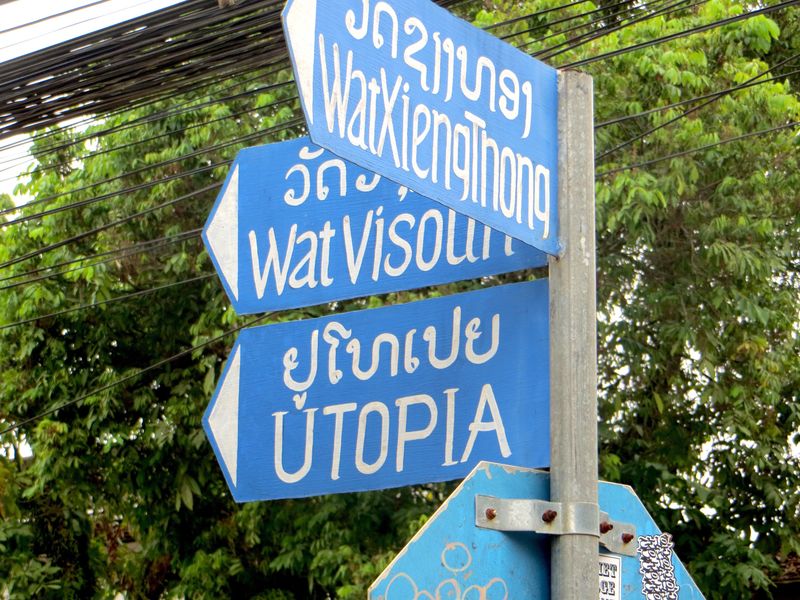 Utopia sign in Cambodia