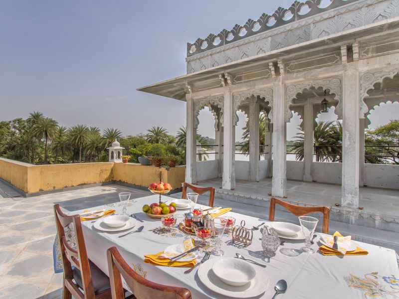 Outdoor dining at Dev Shree