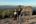 two women standing on a rocky hill with trees and mountains in the background