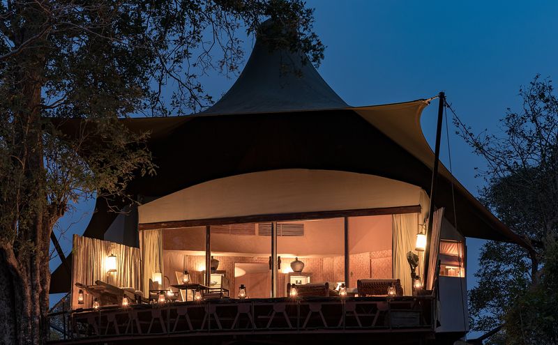 Cosy tent after dark