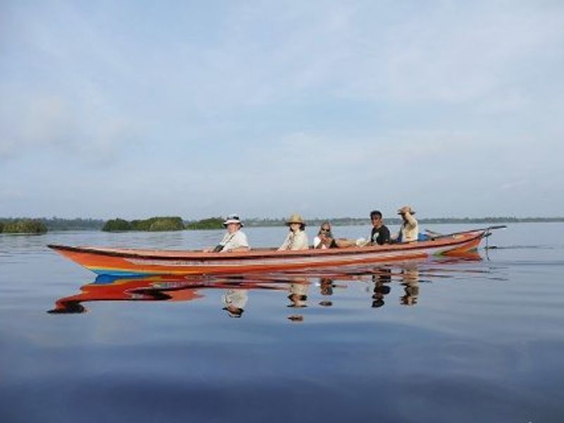 Group of people in boat, Kalimantan, Indonesia