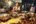 a woman standing behind a table full of bowls of food