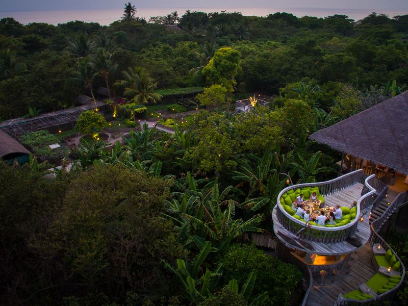 Garden restaurant at Soneva Fushi