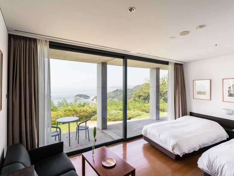 Bedroom with terrace at Benesse House