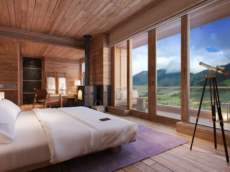 Bedroom at Six Senses Gangtey Lodge