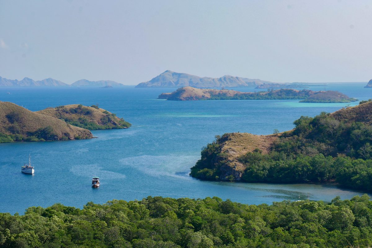 Boats on the water in Raja Ampat