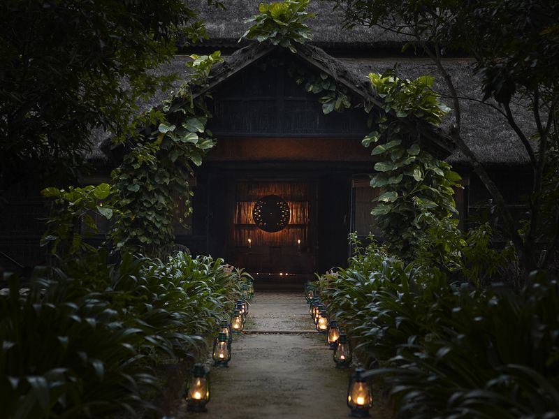 Candlelit path at Karnali Lodge