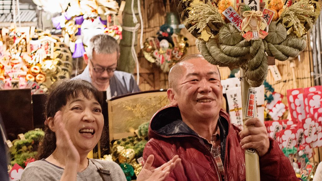 People celebrating at a festival in Tokyo