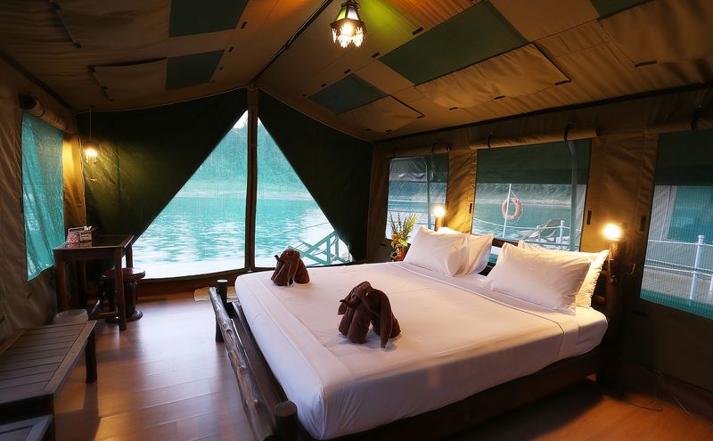 Floating tent interior