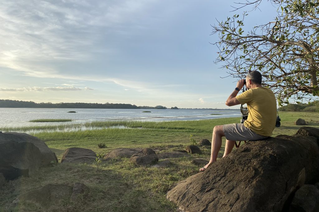 Man wildlife spotting in Sri Lanka