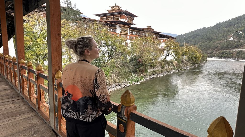 Looking over a river in Bhutan
