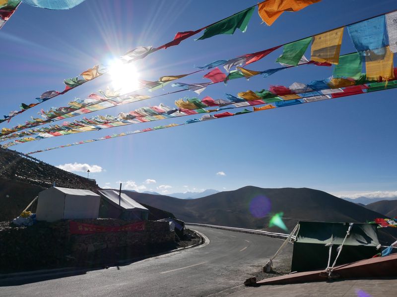 prayer flags over Everest